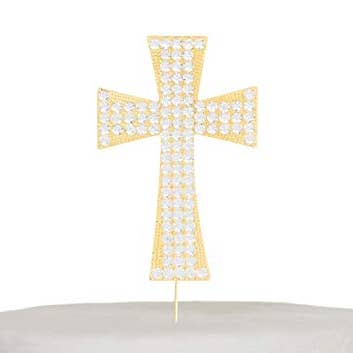 Decoración para tarta con forma de cruz, color dorado para venta al por mayor de Ella Celebration
