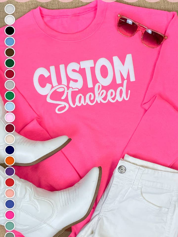 Custom Magic Puff Stacked Graphic Sweatshirt for wholesale by Sugar Stitch