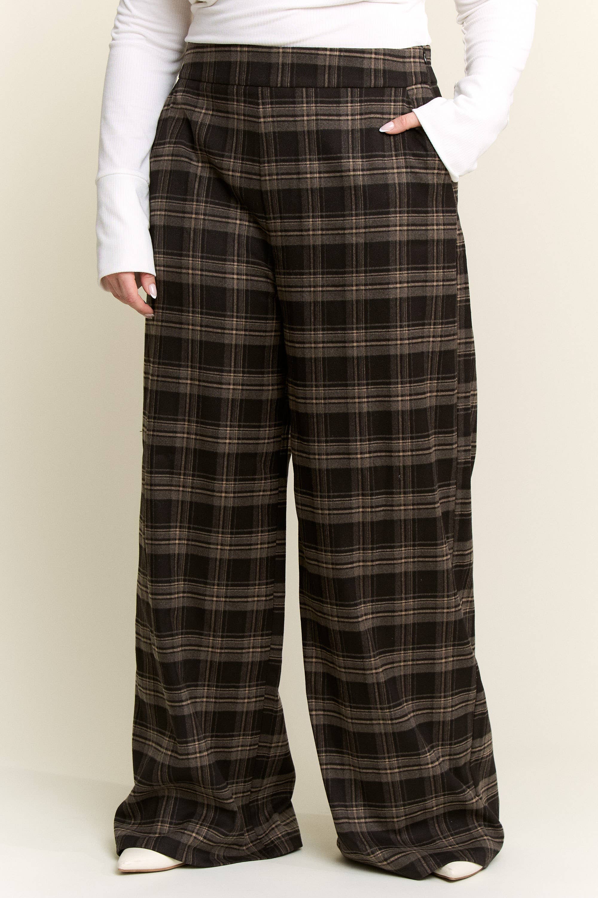 JADE BY JANE - Wholesale Pants - Women's - PLUS SIZE PLAID WIDE LEG SOFT DRESS PANTS3