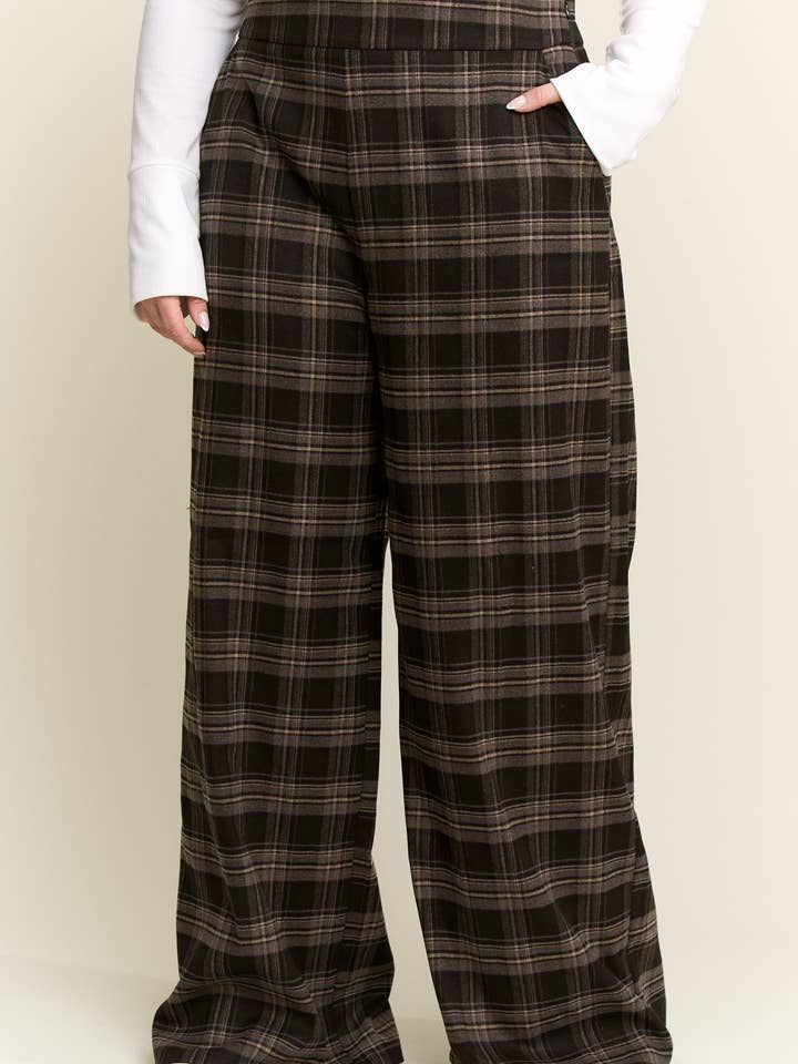 JADE BY JANE - Wholesale Pants - Women's - PLUS SIZE PLAID WIDE LEG SOFT DRESS PANTS3