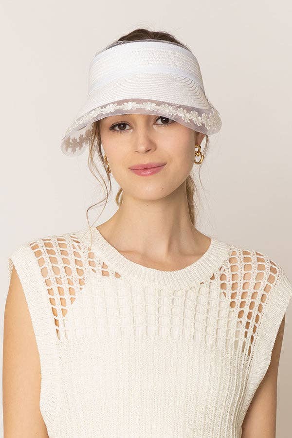 Do Everything In Love® - Wholesale Visor - Women's - Straw Sun Visor with Lace5