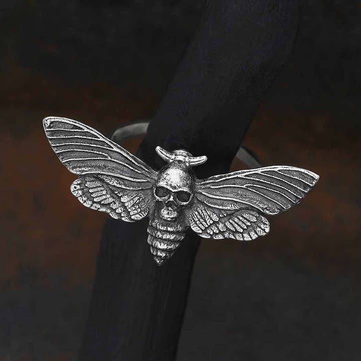 Nina Designs - Wholesale Cocktail/Statement Ring - Sterling Silver or Bronze Realistic Deaths Head Moth Ring