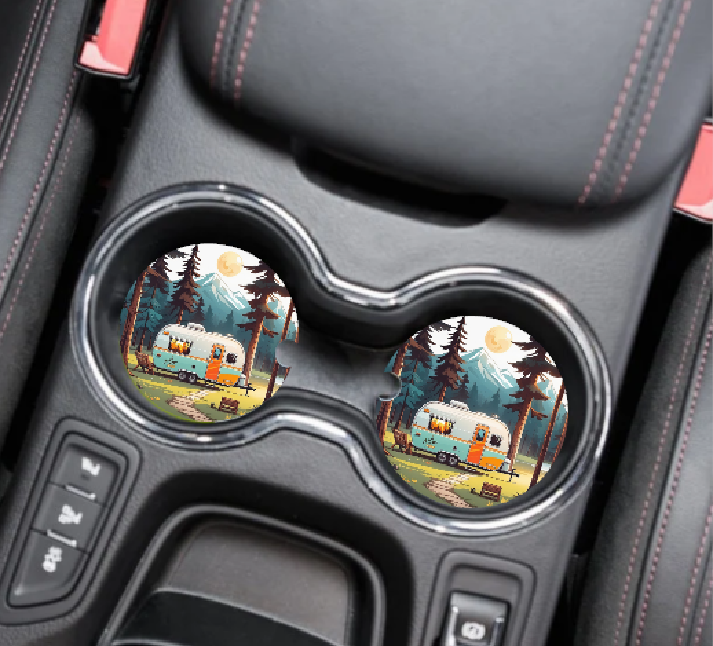 Prairie Chicken Sticker Shop & Gifts - Vente Sous-verre pour voiture – unisexe - Ensemble de sous-verres en néoprène pour camping-car1