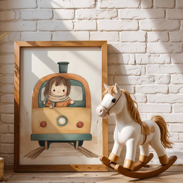 Children's Train Art | 24x36 Inch Framed Print for wholesale by Artsriver
