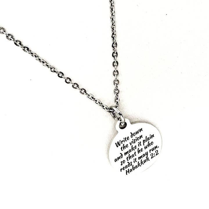Escreve a Visão Colar, Joalharia de Afirmação, Joalharia de Atração, Joalharia de Quadro de Visão, Presentes de Escritura, Habacuque 2 2 por atacado de JKCE Designs