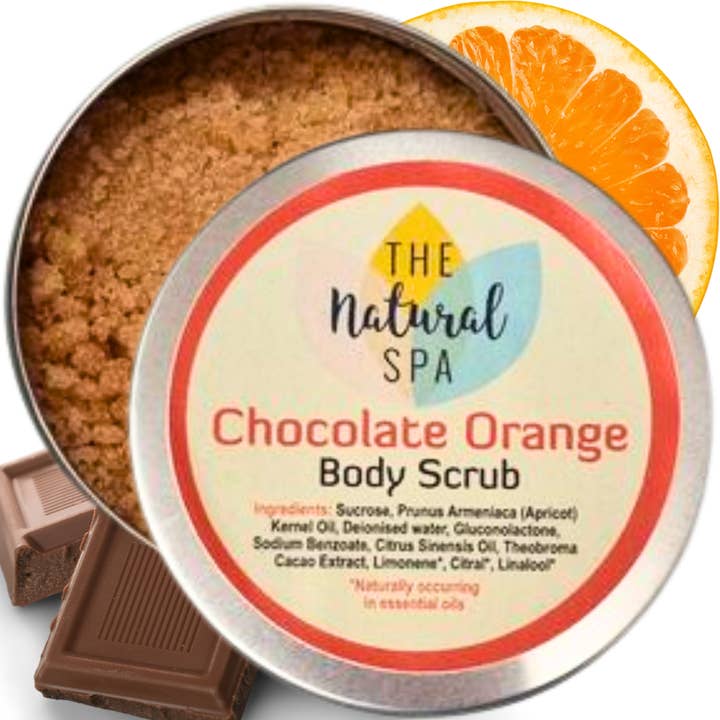 The Natural Spa Cosmetics - Wholesale Body Scrub/Exfoliant - Chocolate Orange 200g Body Scrub - Vegan - Christmas