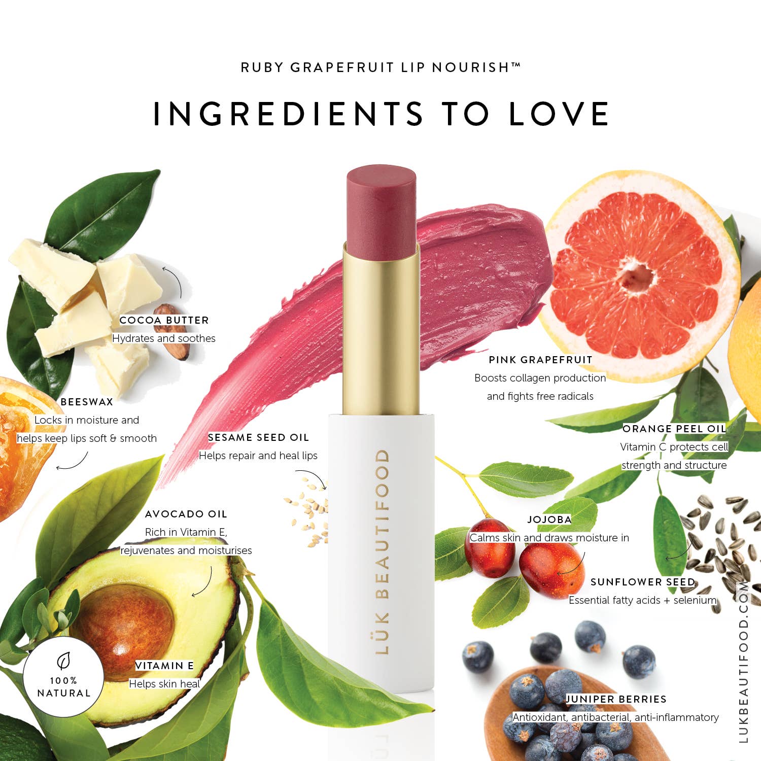 LÜK BEAUTIFOOD [🇦🇺 AUS + USA🇺🇸] - Wholesale Lipstick - Lip Nourish™ Sheer Lipstick - Ruby Grapefruit3