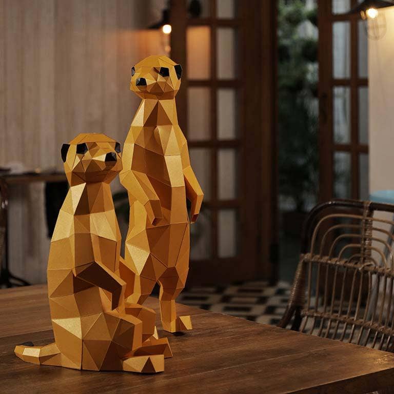 PAPERCRAFT WORLD - Vendita all'ingrosso Kit per lavoretti fai da te - Modello Origami Meerkats 3D Paperart6