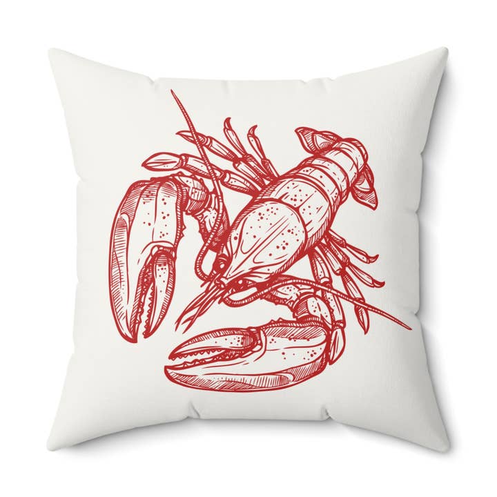 Red Lobster, Off white Nautical Throw PIllow for wholesale by Lyn Roma