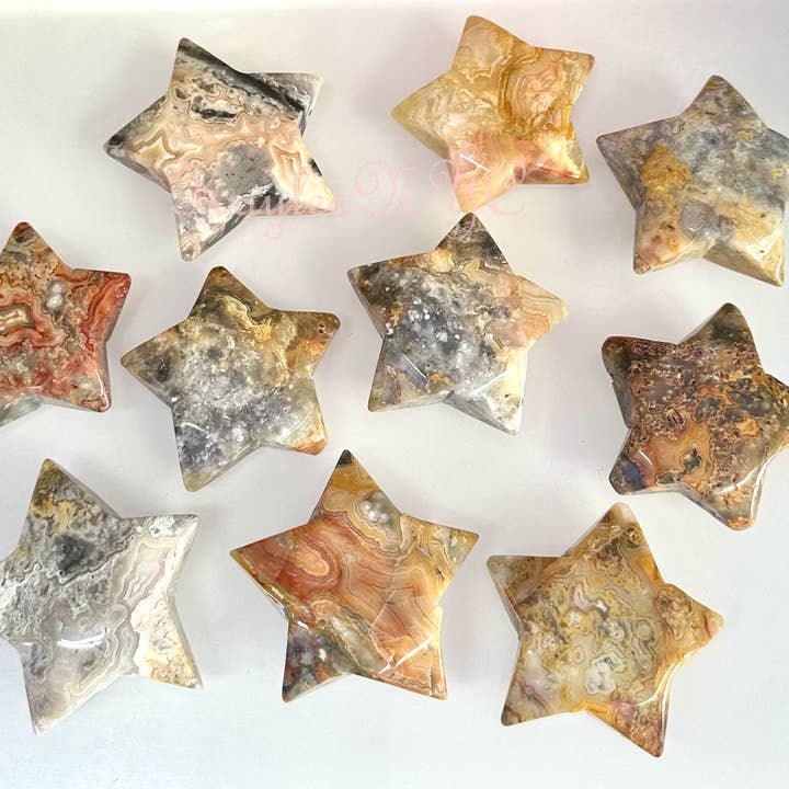 Natural Crazy Lace Agate Crystal Stars for wholesale by KayleeNYC