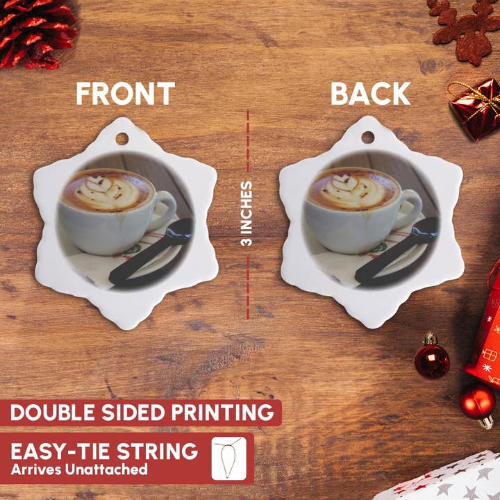 3dRose - Wholesale Ornament - 3dRose, Americano Coffee with Tulip Design And Chocolate Spoon, Ornament9