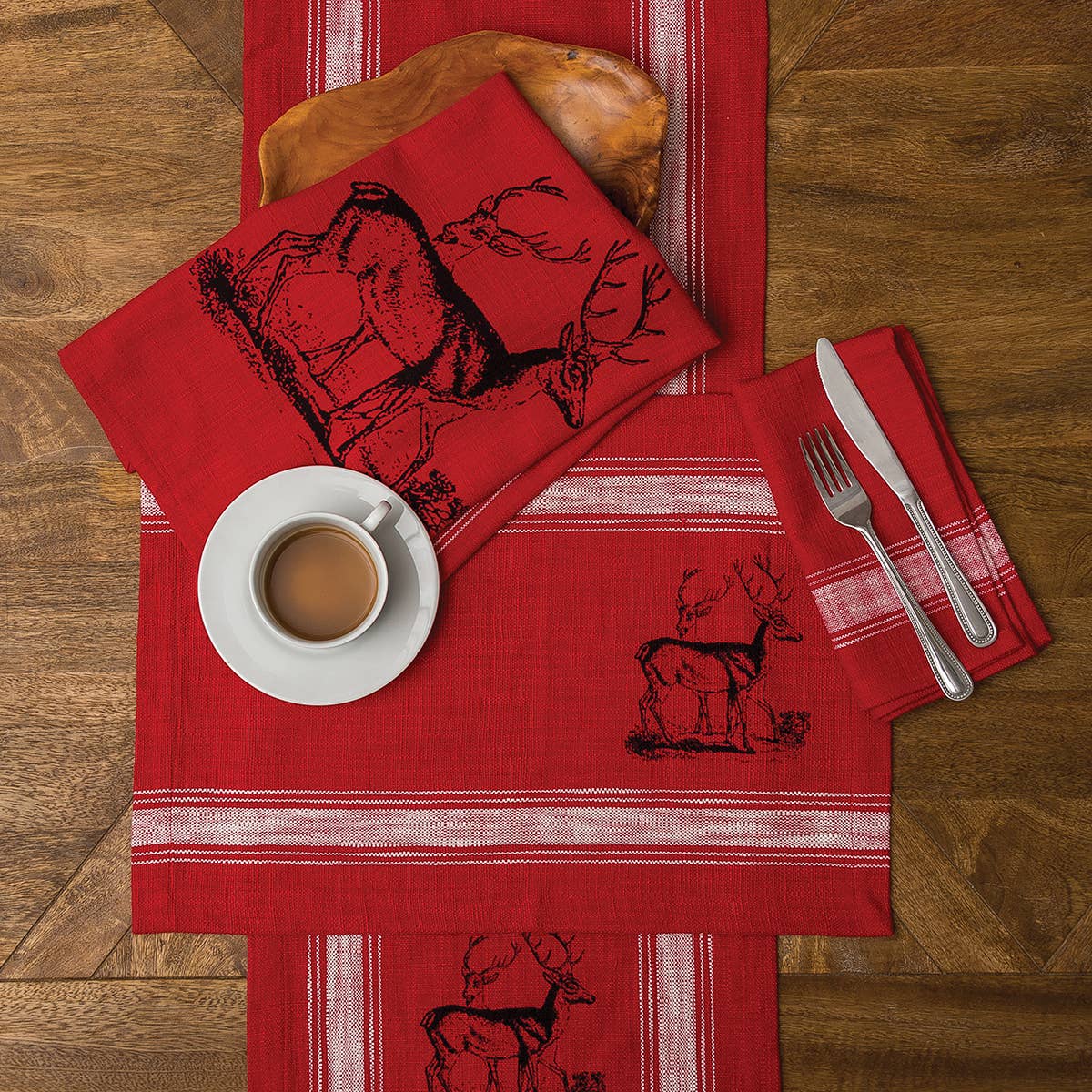 C&F Home - Vente Serviettes de table en tissu - SALE Serviette rayée rouge Sag Feed Sack1