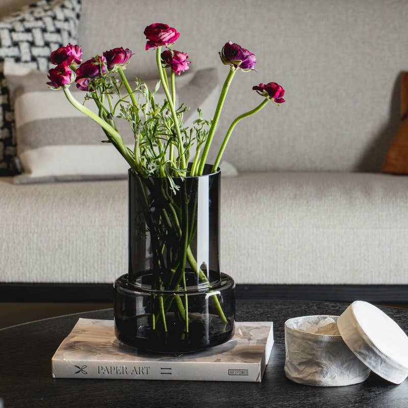 Element Accessories EU – Engroshandel Vase – Glasvase i retrostil med moderne, sobert design, amber/grå TYL126