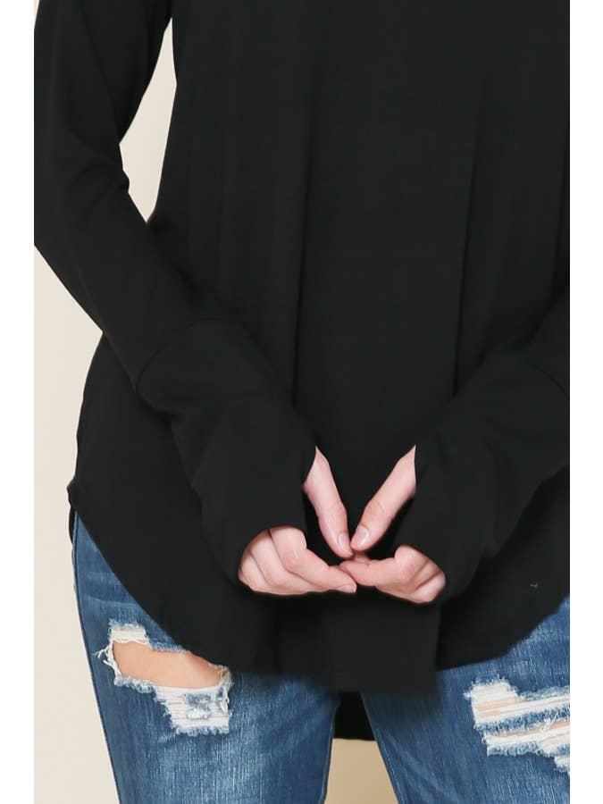 Burgundy Apparel - Wholesale Tunic - Women's - LONG SLEEVE TOP WITH THUMB HOLE2