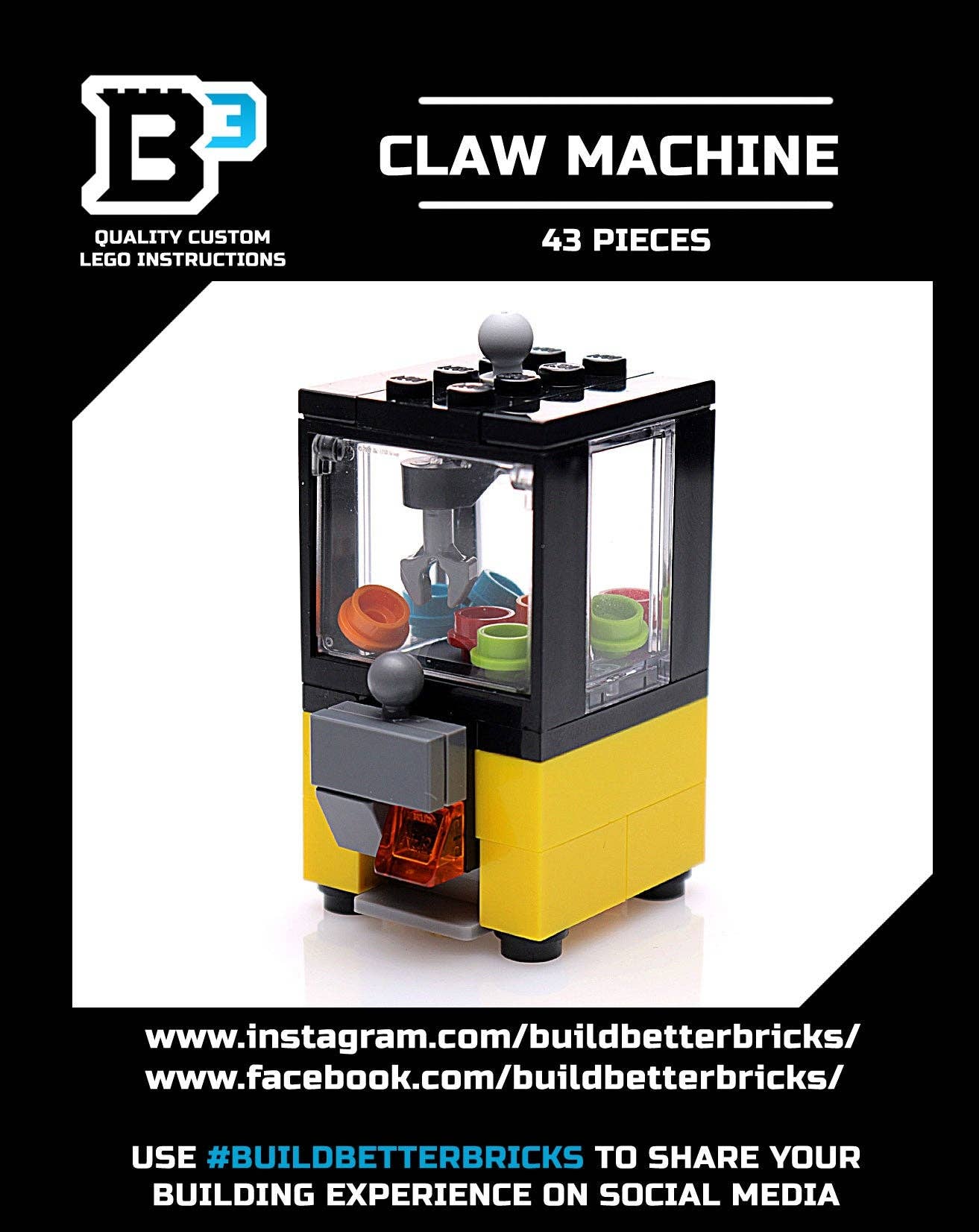 B3 Customs - Wholesale Building Set - Kids - Minifig-Scale Arcade Claw Machine Building Set made from LEGO parts2