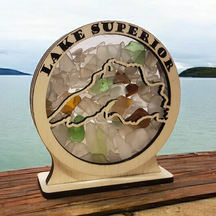 Lake Superior Round Sea Glass Shadowbox Display 4 Styles for wholesale by Sea Glass Displays