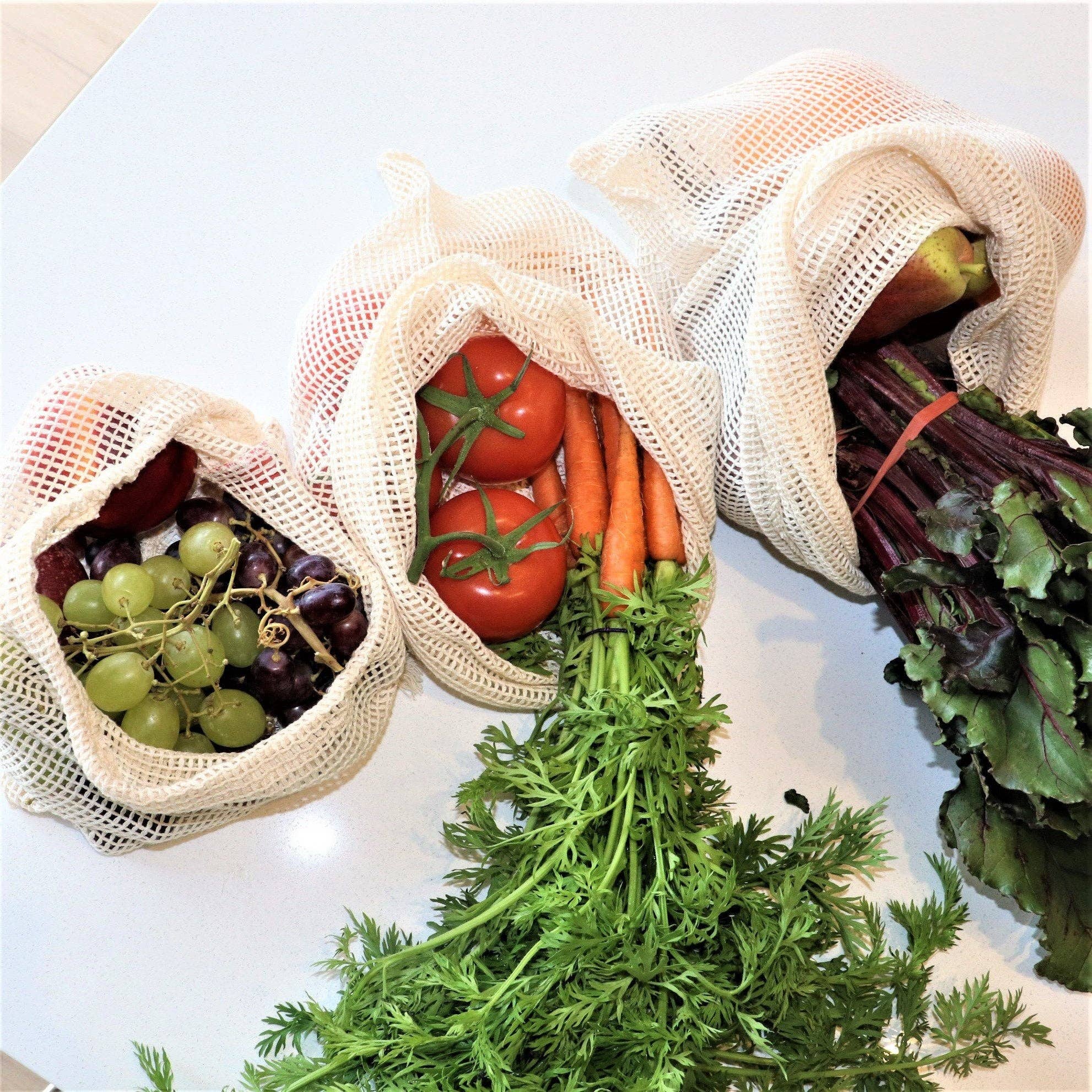 Us and The Earth - Wholesale Grocery/Shopping Bag - Farmer's Market Bundle | 6 Cotton Vegetable Bags7