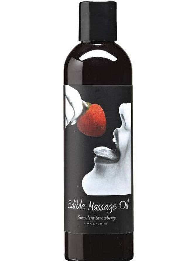 Earthly Body Edible Massage Oil 8oz/236ml in Strawberry for wholesale by Lingerie Mart