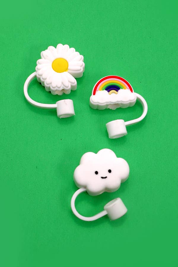 JOSSLYN by wall to wall - Wholesale Drinking Straw - 40oz CLOUD FLOWER RAINBOW TUMBLER STRAW COVER CAP | 40TB19194