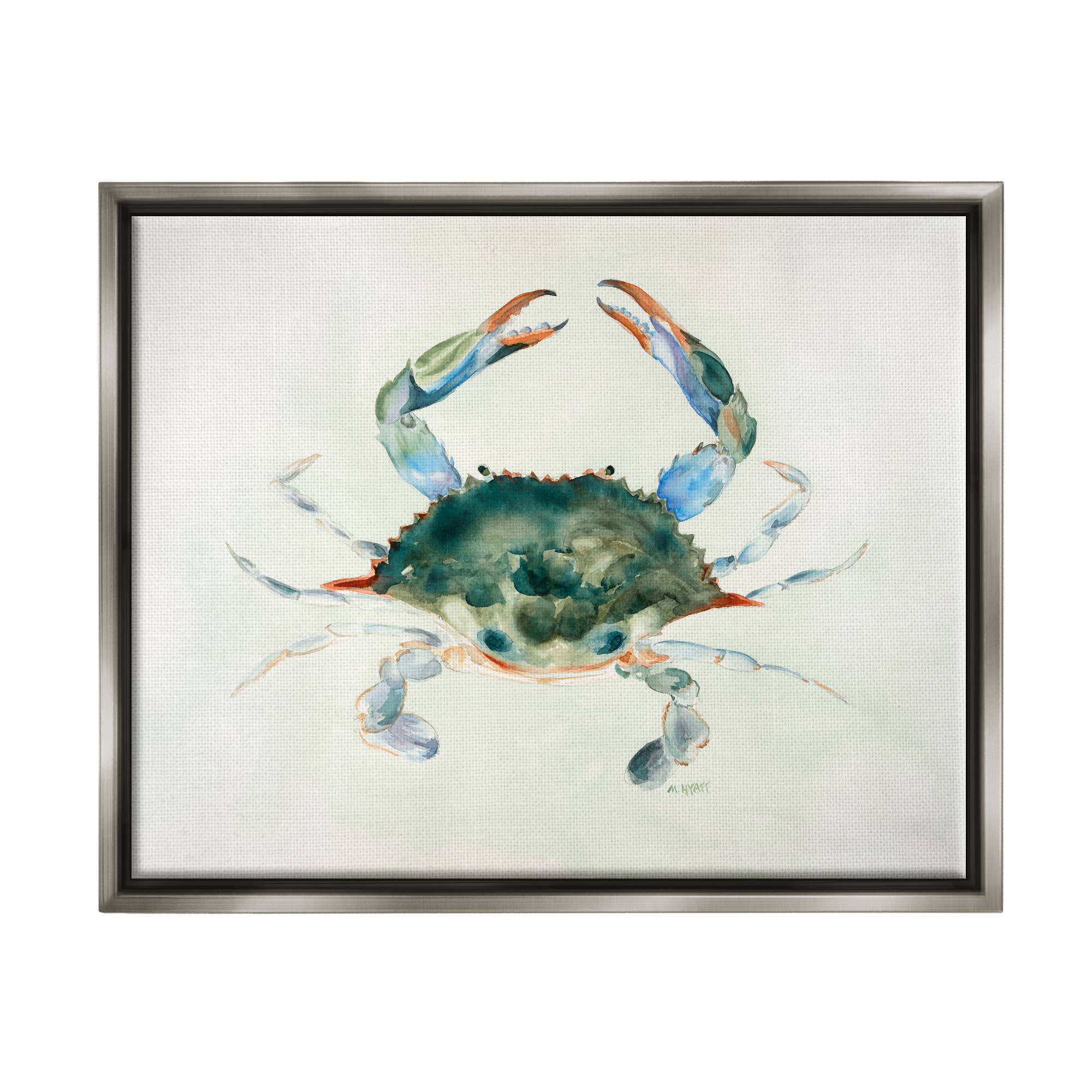 Stupell Industries – wholesale Konsttryck – Blå Havskrabba Över Beige Mjuka Akvareller flytande inramade6