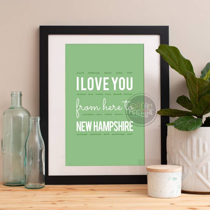 Eu te amo daqui para New Hampshire, New Hampshire Print, New Hampshire Skyline, New Hampshire Art, New Hampshire Poster, New Hampshire iLoveYouFrom29 por atacado de DreamMachine Prints