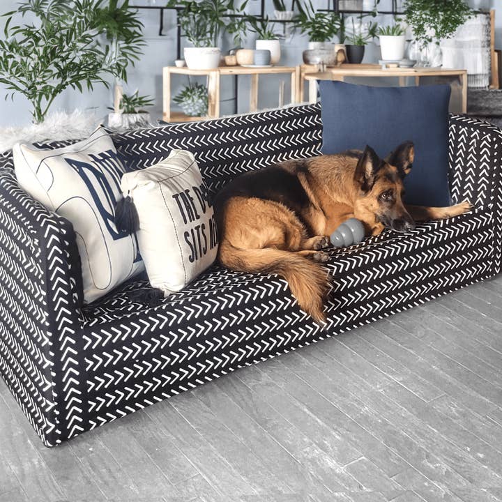 Rockin Cushions – wholesale Överdrag till stol/soffa – Svart Boho Mudcloth Arrow Print Slip Cover, kompatibel med IKEA KNOPPARP