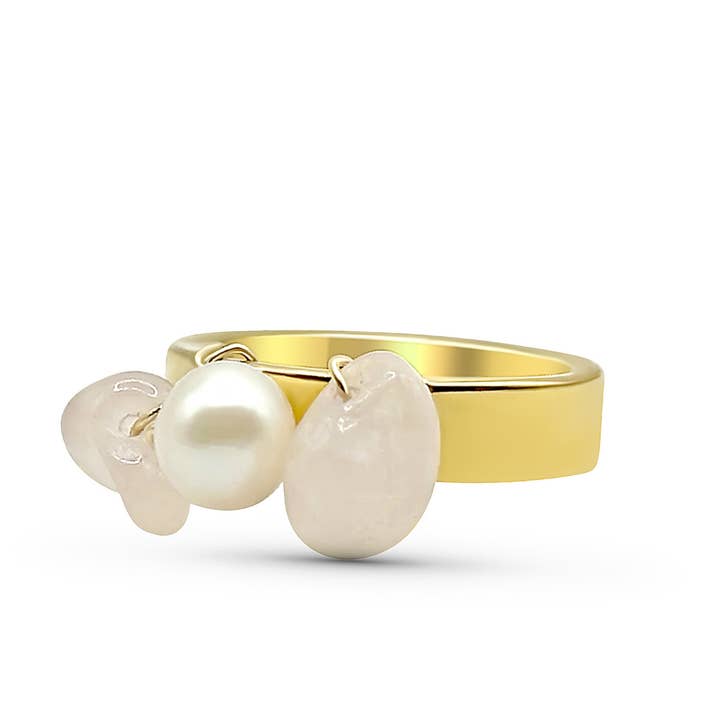 Camilla Limón - Wholesale Cocktail/Statement Ring - Fresh Water Pearl with Gemstones Gold Ring12