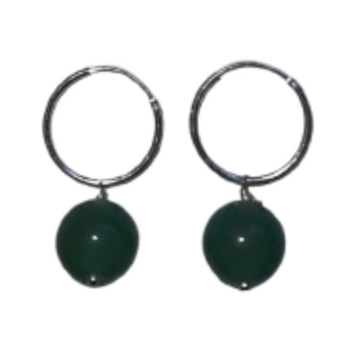 Øreringe med grøn aventurin ædelsten og bobledråber. for engroshandel hos Soleil & Celeste