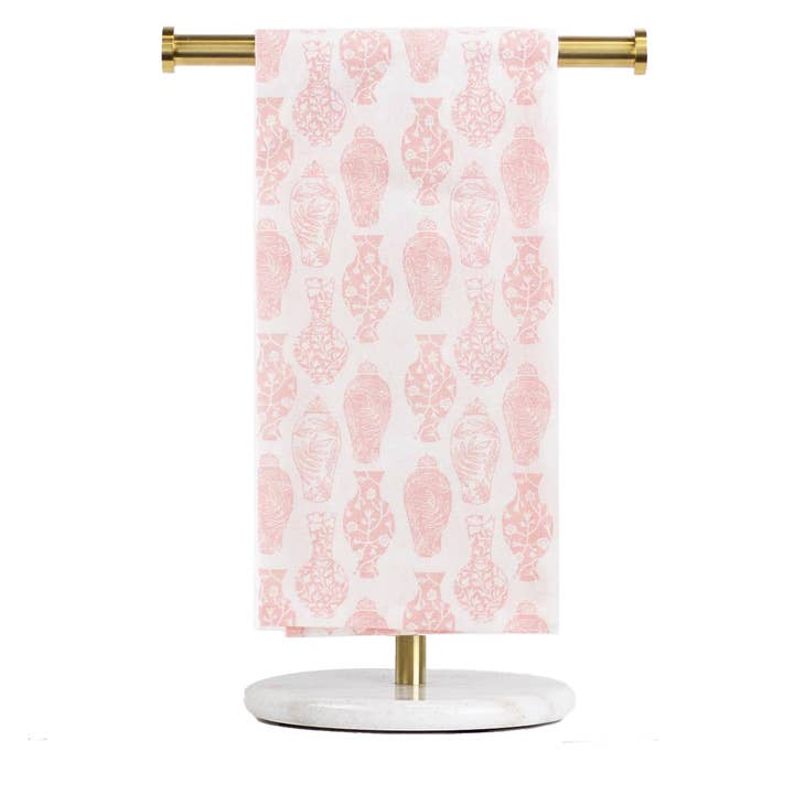 The Royal Standard - Wholesale Hand Towel - Claire Chinoiserie Hand Towel White/Light Pink 20x28