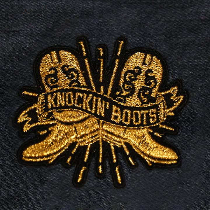 Knockin' Boots Embroidered Patch - Country Music for wholesale by Rootin' Tootin' Tees