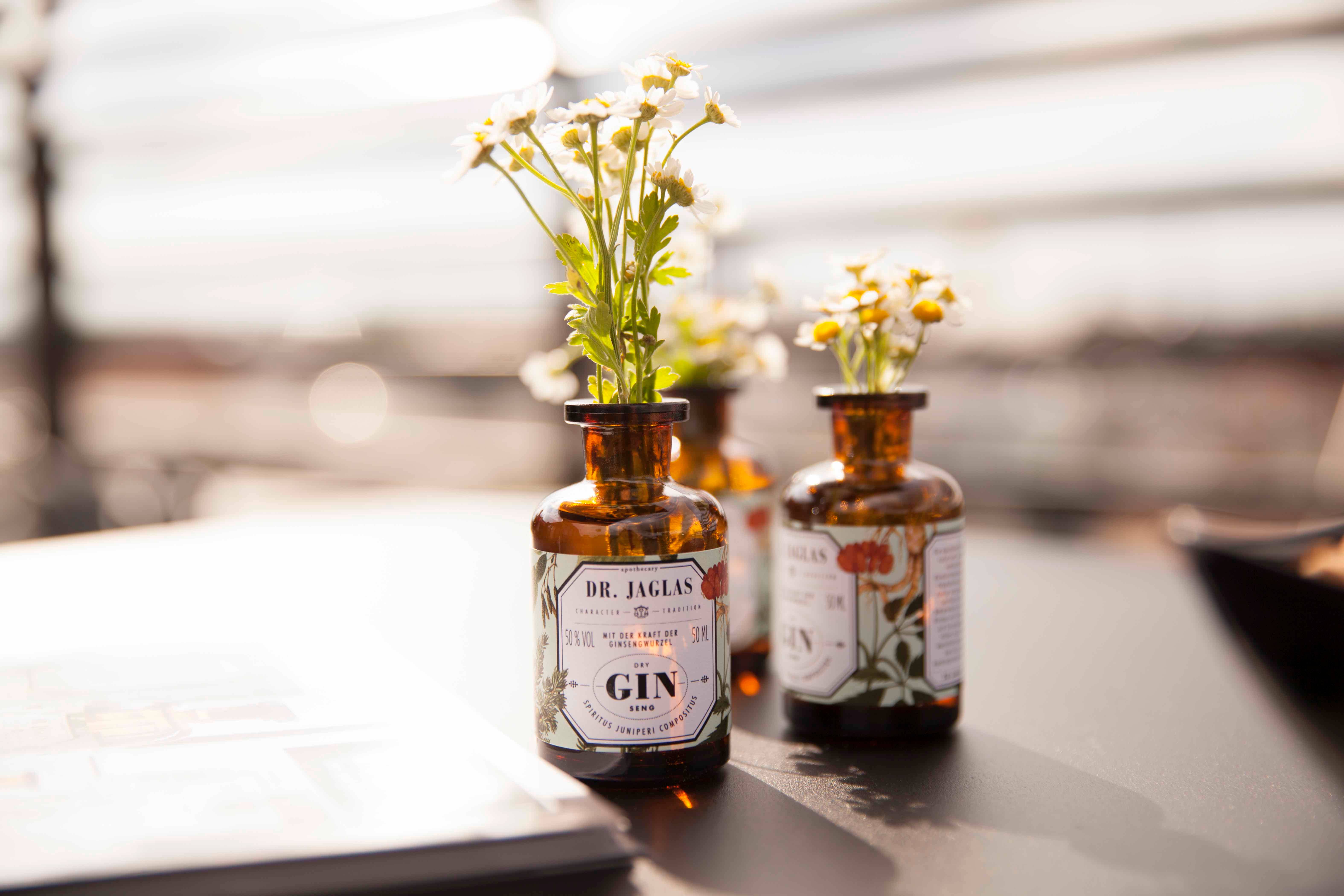 Dr. Jaglas - Vendita all'ingrosso Gin - Dry Gin Seng Gin Dr. Jaglas, set da 6 mini bottiglie da 50 ml, senza zucchero, vegano4