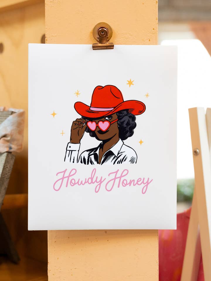 Howdy Honey Art Print for wholesale by Girl Riot Society by Mosaic Makers Co