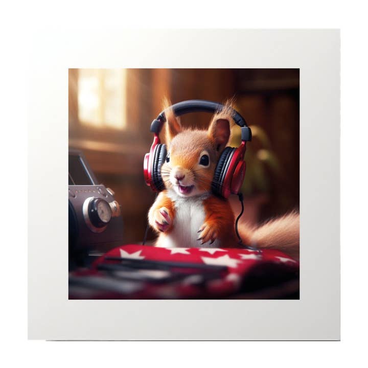 Squirrel Music Photography Collage Art Print for wholesale by Artificial Ink