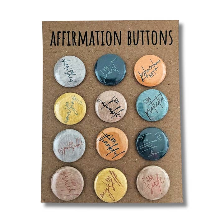 Affirmations 12 Pack | 1-1/4 Inch Pinback Button (B) for wholesale by E. Paganelli Art