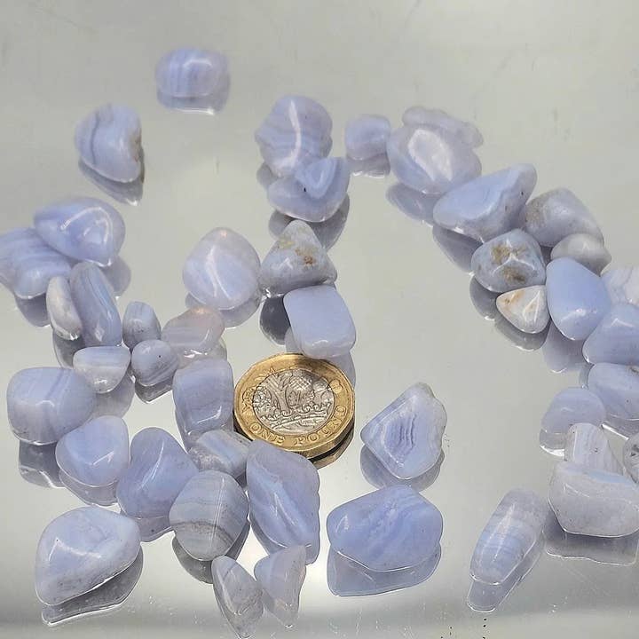 Distinction Crystals - Wholesale Spiritual Stone/Crystal - Malawi Blue Lace Agate Tumblestone Extra Small 100g Batch