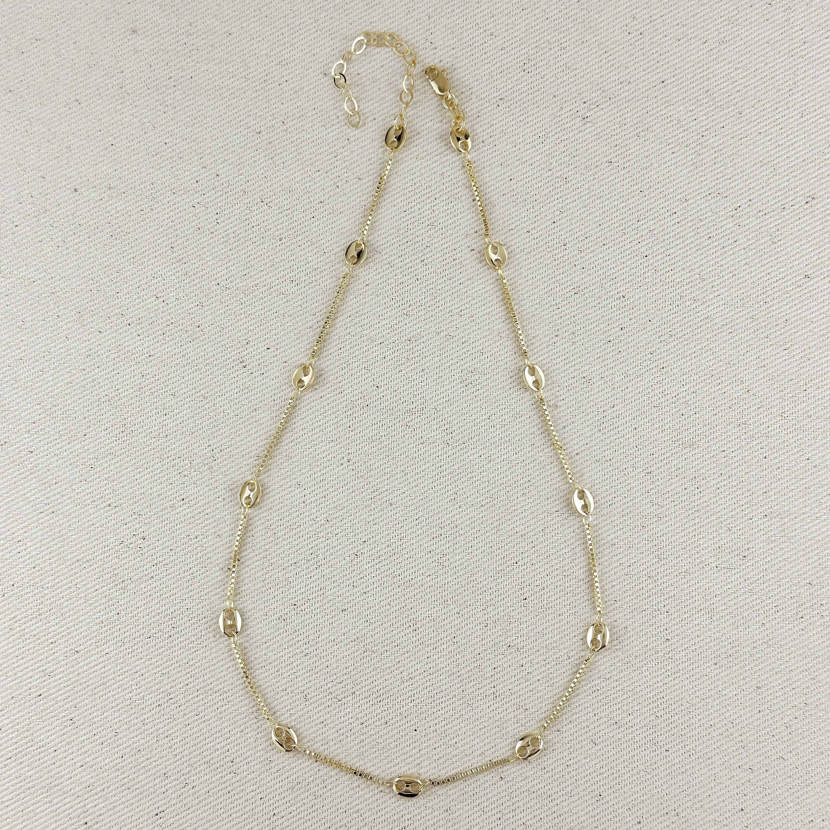 GoldFi - Wholesale Link & Chain Necklace - 18k Gold Filled Fancy Box Chain Necklace0