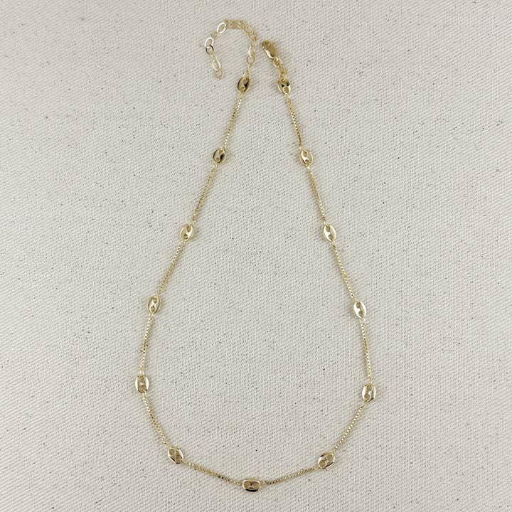 GoldFi - Wholesale Link & Chain Necklace - 18k Gold Filled Fancy Box Chain Necklace