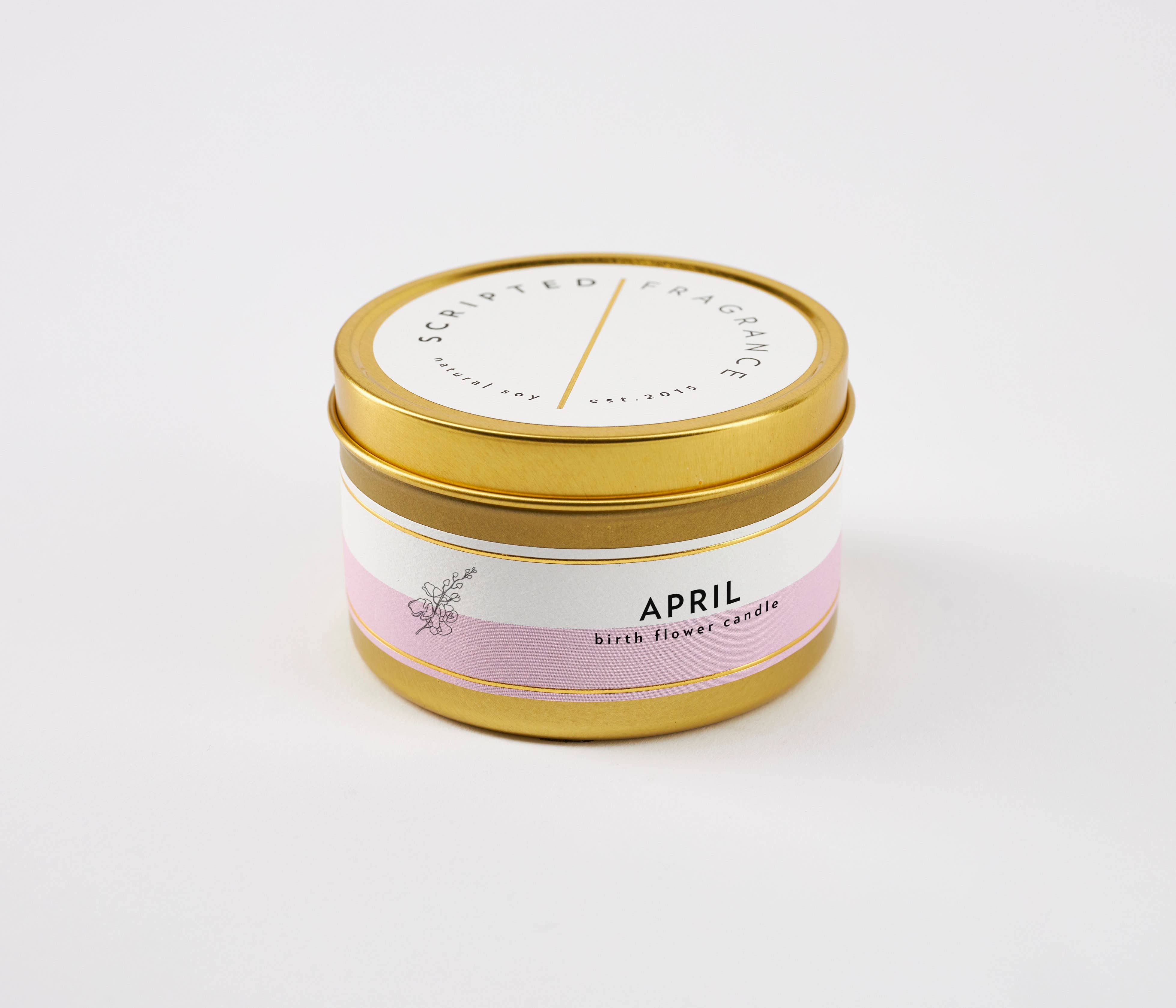 Scripted Fragrance - Wholesale Jar/Filled Candle - April Birth Flower Soy Candle0