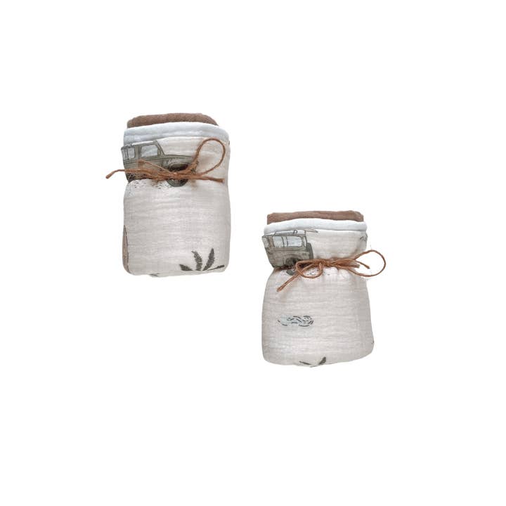 PETITE EvelinaApparel - Wholesale Burp Cloth Set - Baby - Muslin Burp cloth set / cars & palm trees1