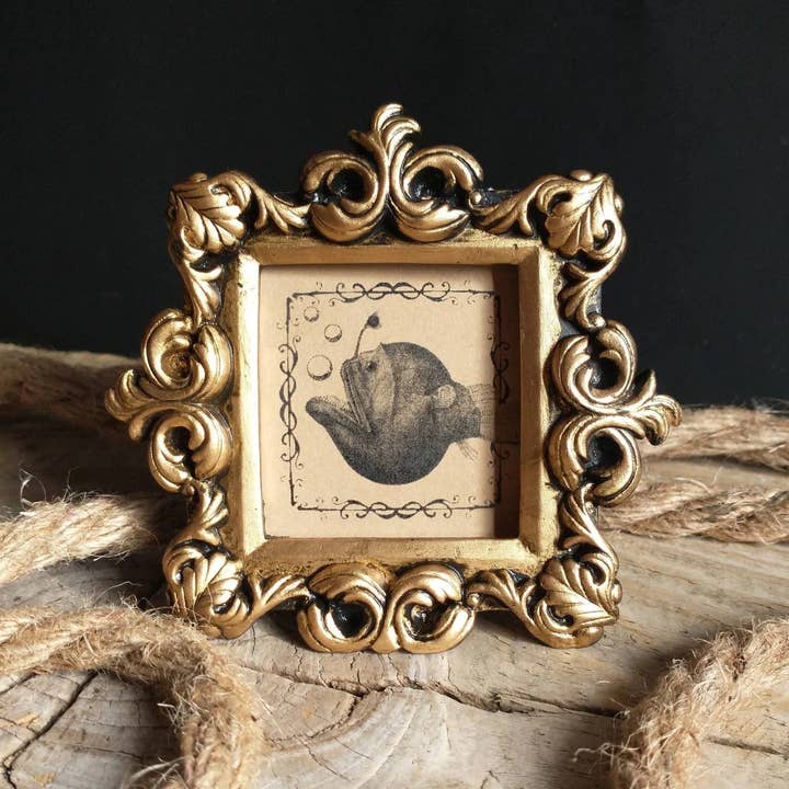 BoyPilot Goods - Wholesale Art Print - Mini Vintage Framed Print - Raccoon, Frog, Deep Sea and More