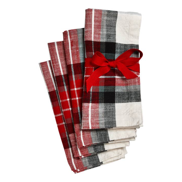 Lodge Plaid Napkin Set/4 Multi Cotton Christmas for wholesale by tag