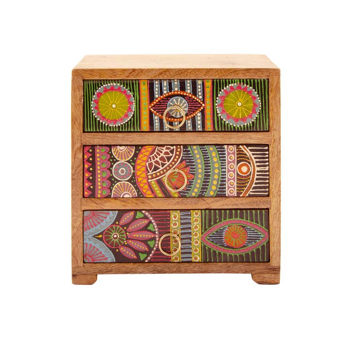 Namaste - Wholesale Drawer Organizer - Sharifa African Hand Painted 3 Drawer Chest3