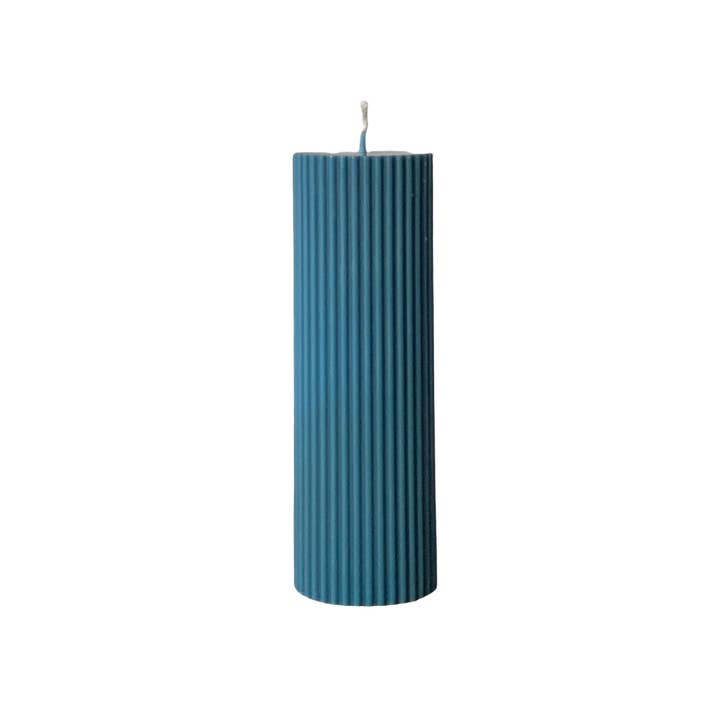 A’lure Striped Pillar Candle M – Petrol for wholesale by A'lure Scents