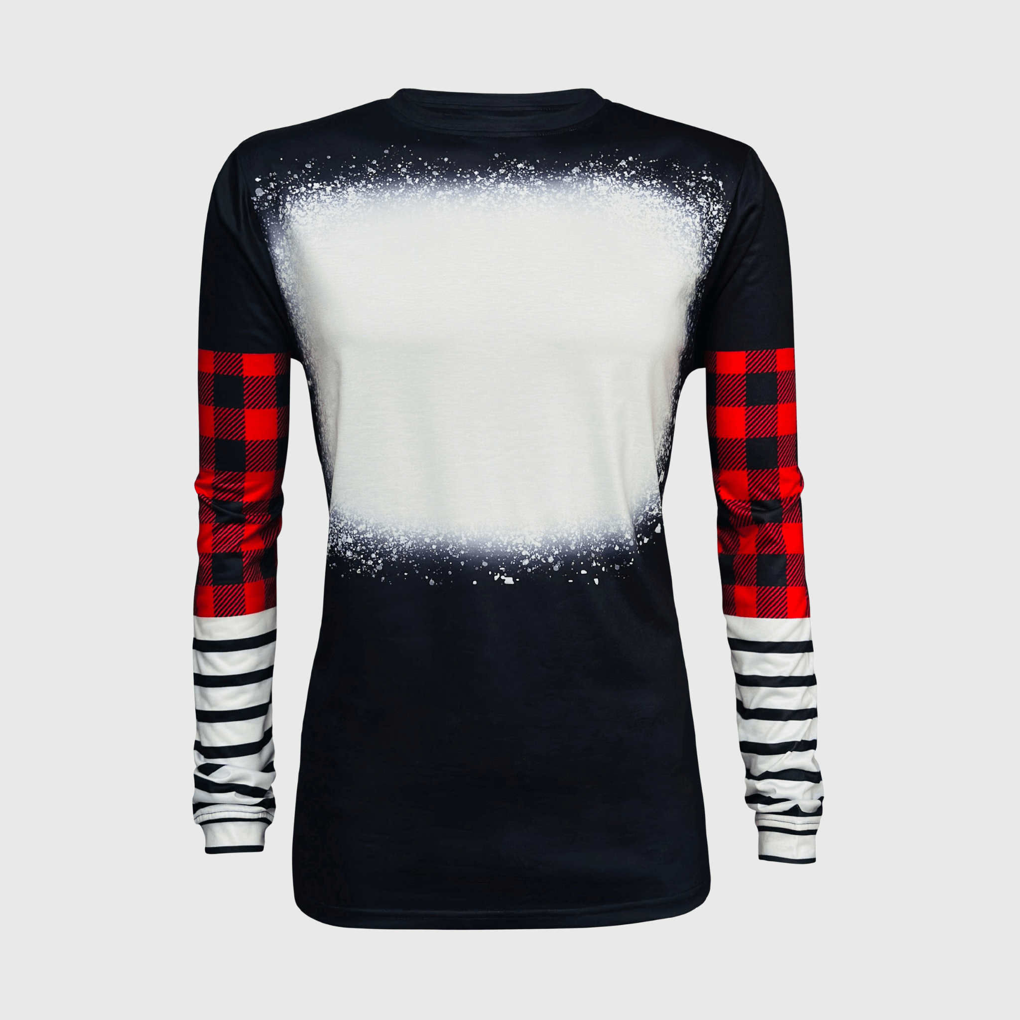 ILTEX Apparel - Wholesale Sublimation Blank T-Shirt - Women's - Black Plaid Stripe Long Sleeve Blank Top2