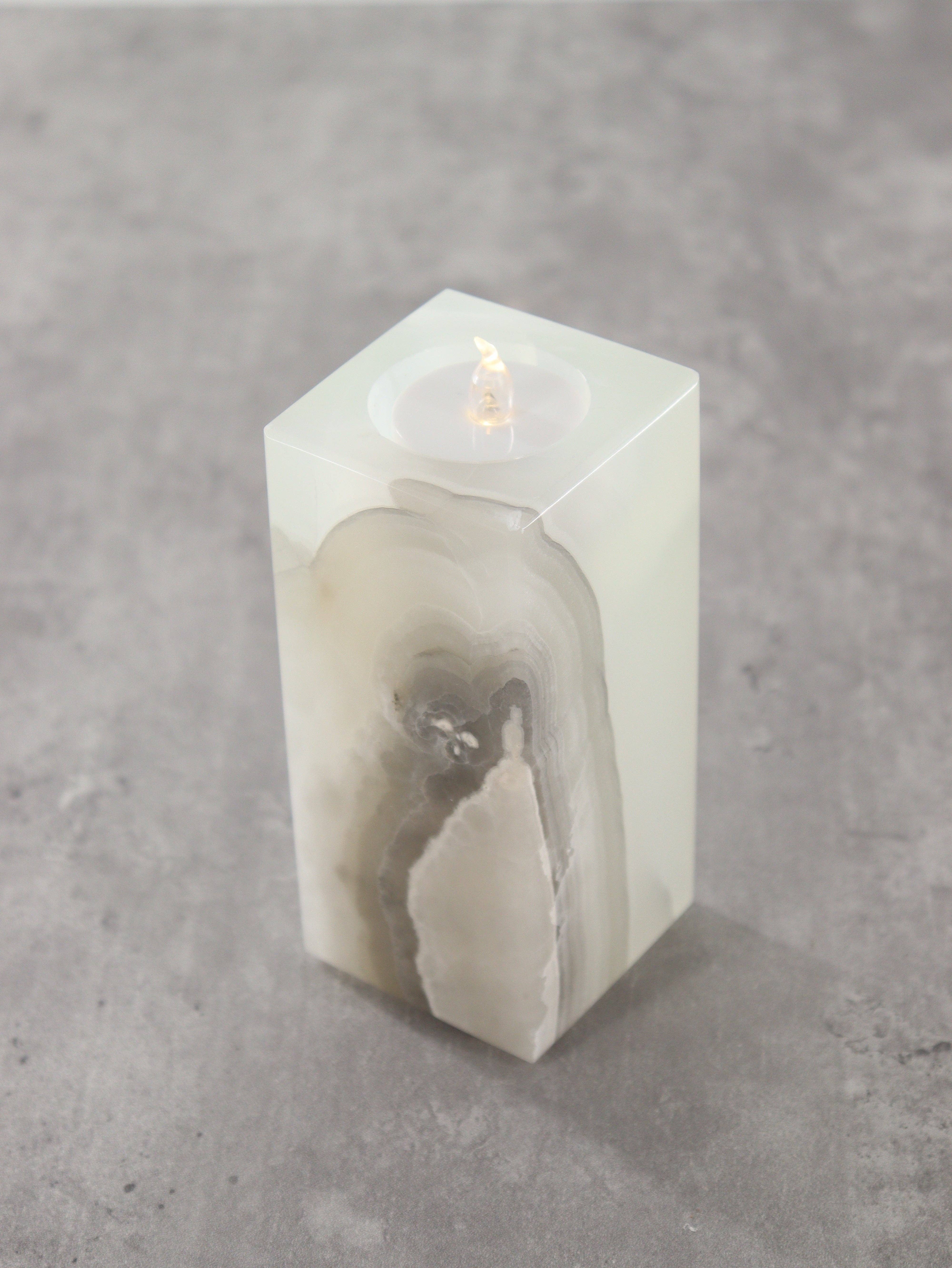 Mi Esperanza Minerals - Wholesale Candle Holder - White Onyx Candle Holders Set of 34