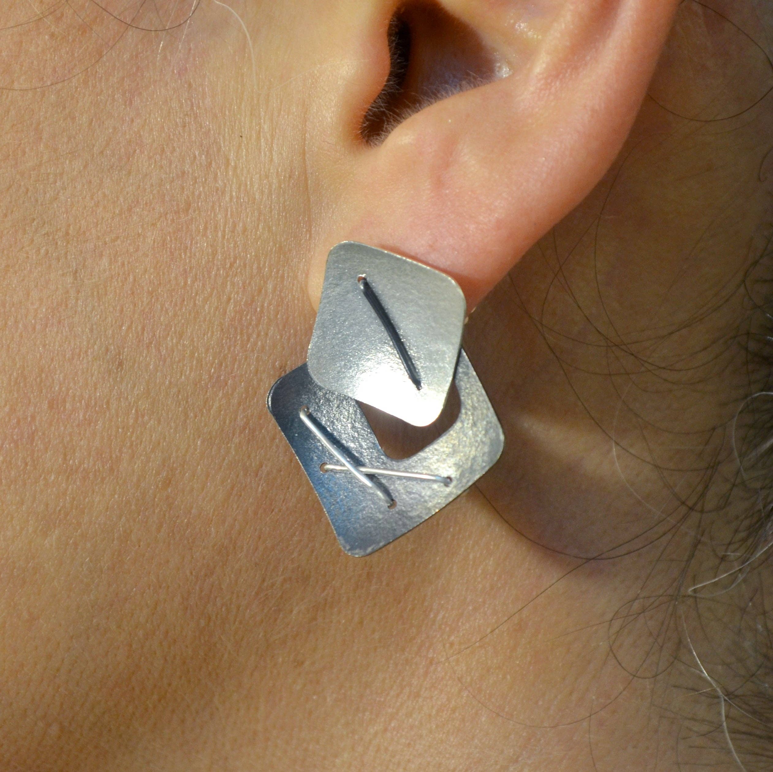 Suzanne Schwartz Jewelry - Wholesale Dangle Earrings - Two Square Layered Earrings1