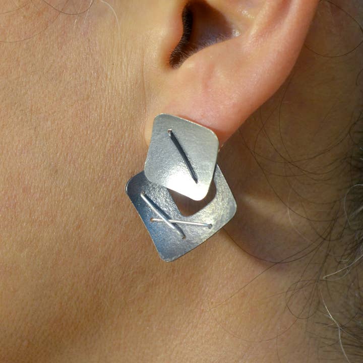 Suzanne Schwartz Jewelry - Wholesale Dangle Earrings - Two Square Layered Earrings1