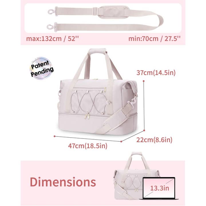 wandf – Saco de viagem - Unissexo por atacado – Saco de Viagem Duffel de Fim de Semana para Noite Mala de Mão Sacos de Mão10