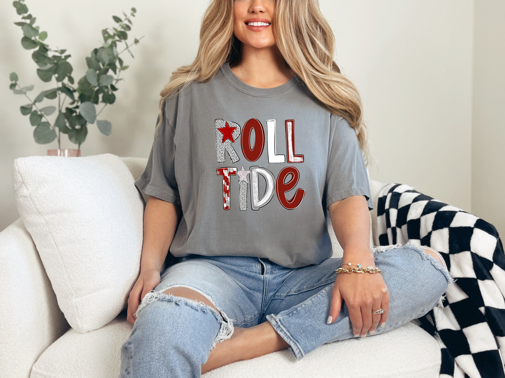 Simply You Customs - Wholesale T-Shirt (Graphic) - Women's - Roll Tide Painted Pattern  0