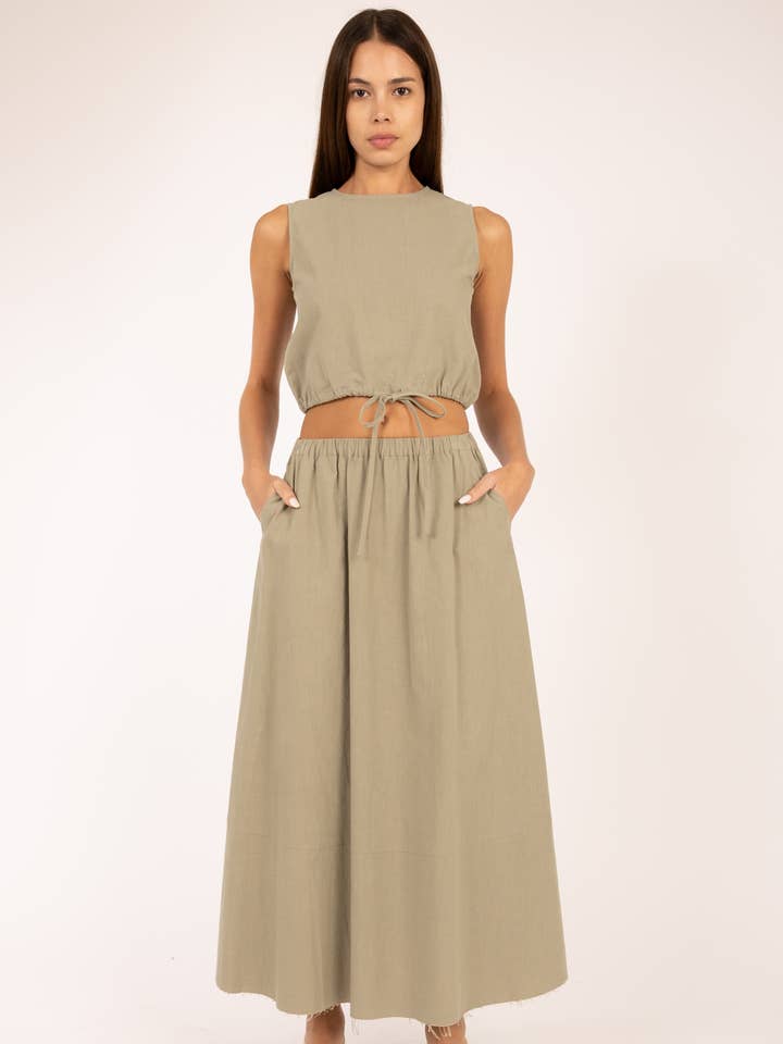 BLUSSET MIDI NEDERDEL for engroshandel hos ELLE GREY